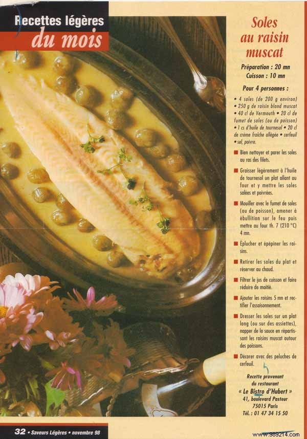 Elegant Baked Soles with Muscat Grapes and Vermouth Sauce
