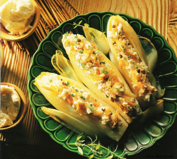 Elegant Endives Stuffed with Creamy Fresh Goat Cheese and Flaky Haddock