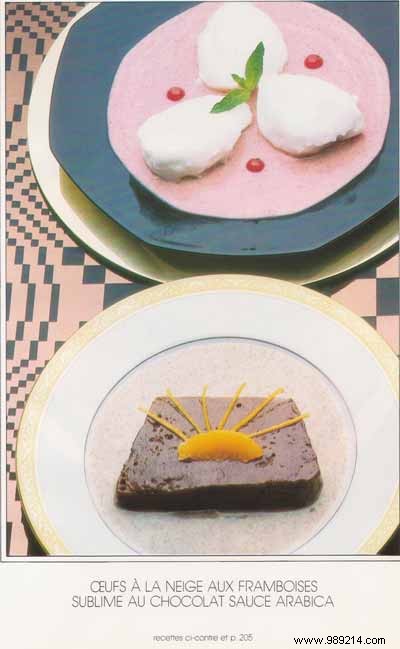 Classic Snow Eggs with Raspberries and Sublime Chocolate Arabica Sauce