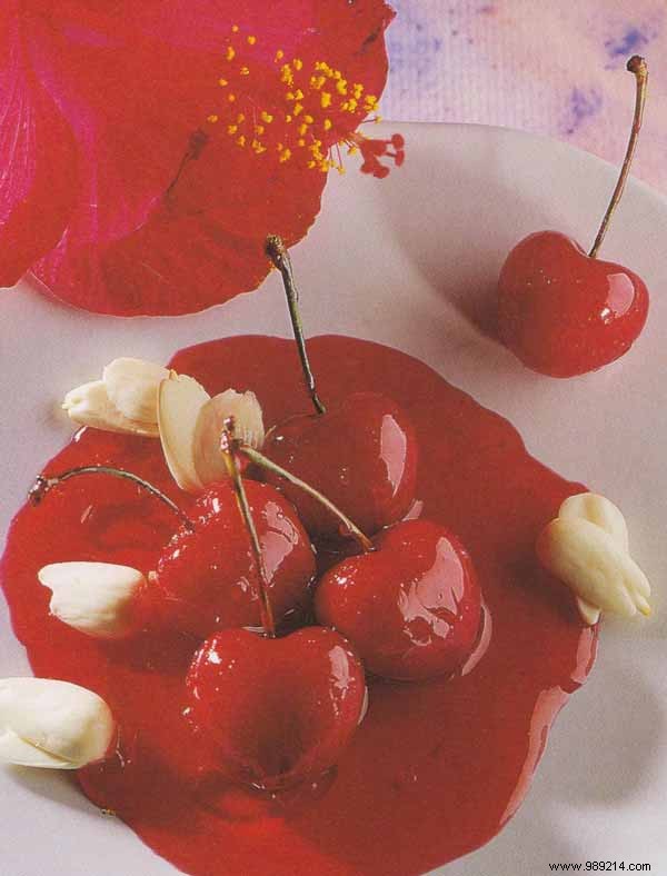 Exquisite Cherries in Hibiscus Jelly with Fresh Almonds – Scotto Sisters Recipe