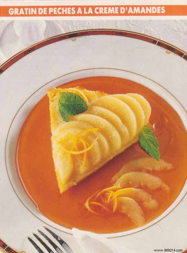 Peach Gratin with Almond Cream: Exquisite Dessert by Chef Hubert