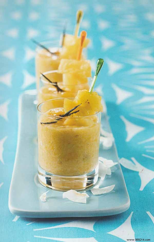 Exotic Foamy Cream with Tropical Fruits: Refreshing Dessert Recipe