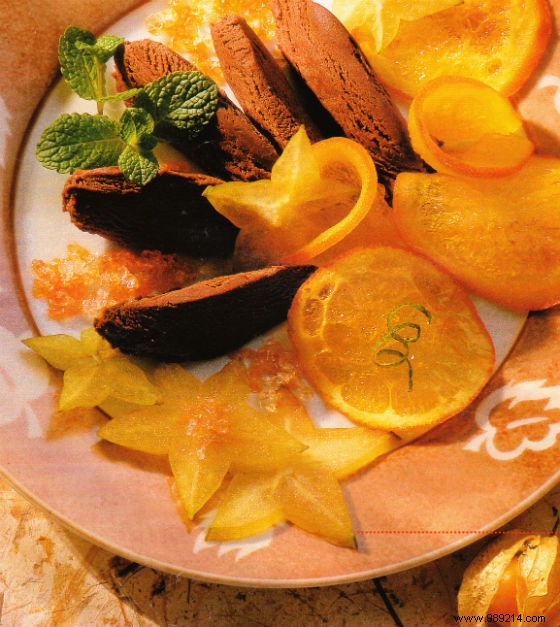 Silky Chocolate Fondant with Candied Orange Chips and Refreshing Granita