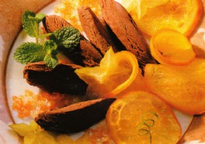 Silky Chocolate Fondant with Candied Orange Chips and Refreshing Granita