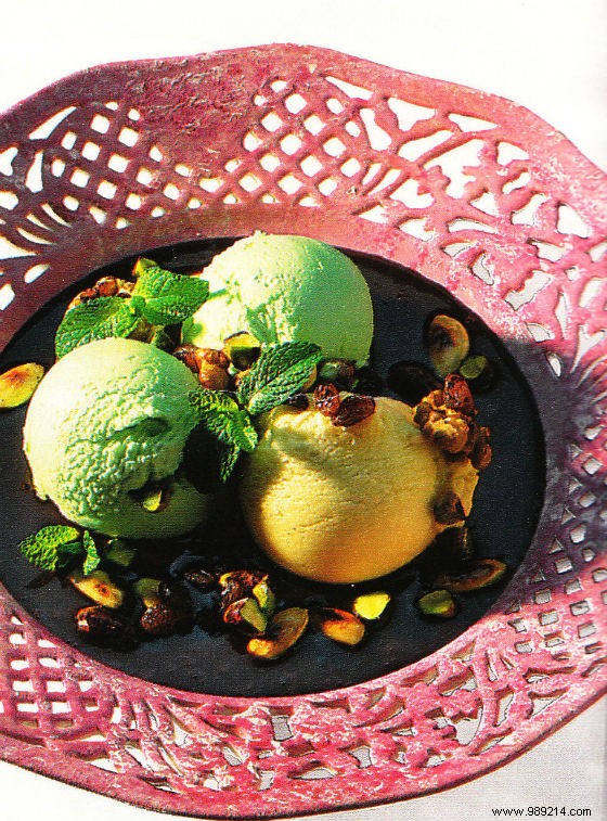 Chef Hubert s Pistachio and Vanilla Ice Cream Duo with Mendiant Toppings