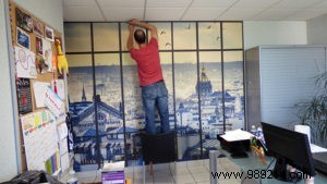 Aurélie and Françoise s Office Makeover: Stunning Paris Trompe l Oeil Wallpapers