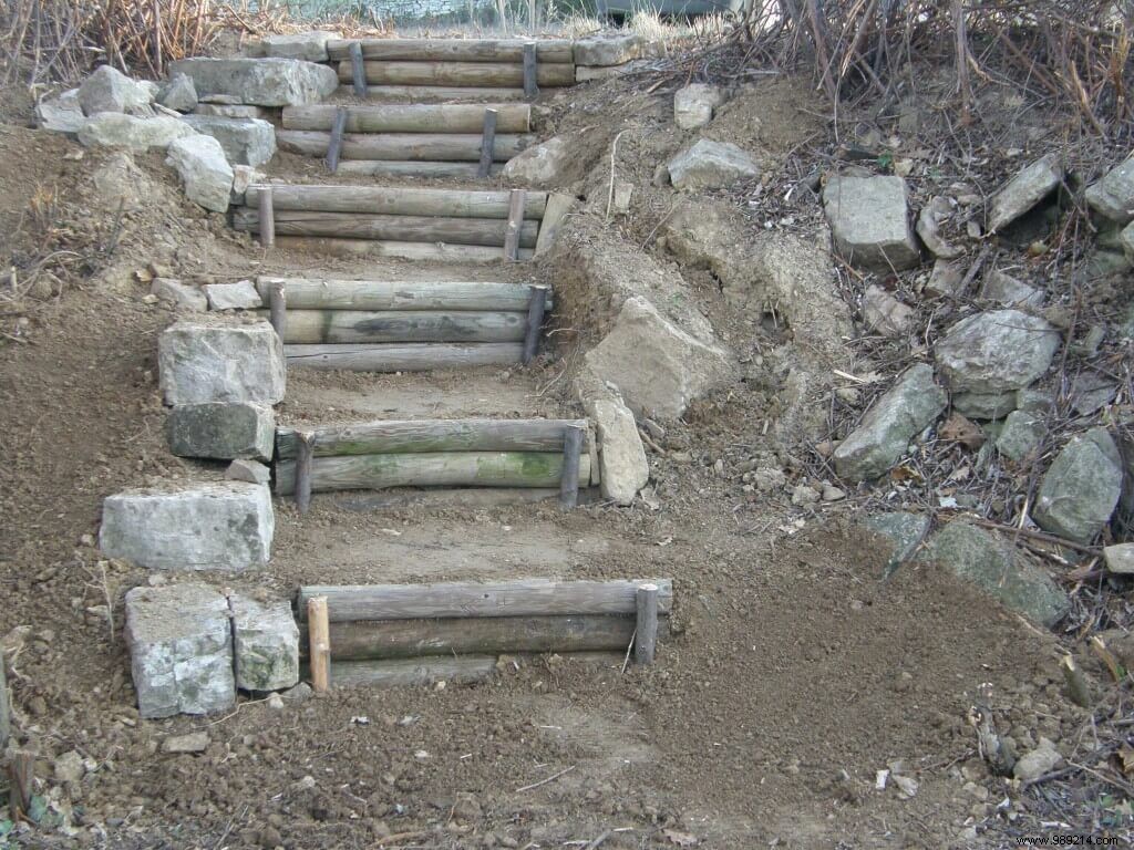 Build an Easy, Affordable Log Staircase for Your Sloped Garden