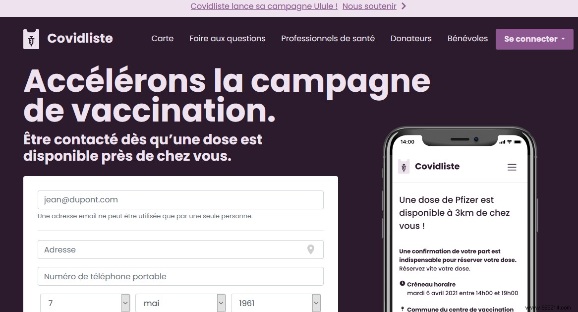Covidliste: Matching Volunteers to Unused COVID-19 Vaccine Doses in France