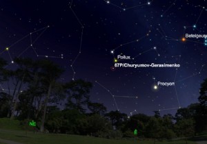 Comet 67P/Churyumov-Gerasimenko,  Tchouri,  Recedes After Close Earth Flyby—Next Return in 2214