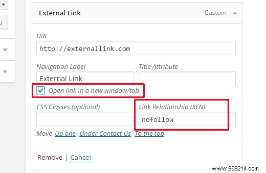 How to Add Nofollow Attributes to External Links in WordPress Navigation Menus