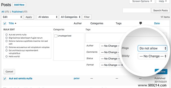 How to Bulk Disable Trackbacks and Pingbacks on Existing WordPress Posts
