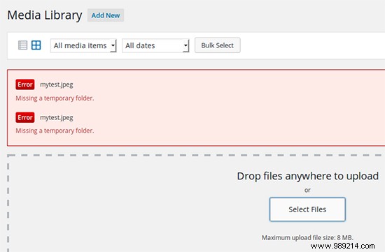 How to Fix the  Temporary Folder is Missing  Error in WordPress