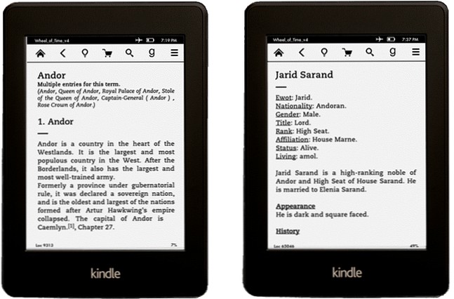 The Fictionary: On-Screen Dictionaries for Fictional Characters, Places, and Terms on Kindle