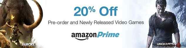 Amazon Prime: Get 20% Off Pre-Order and New Physical Games Right Now