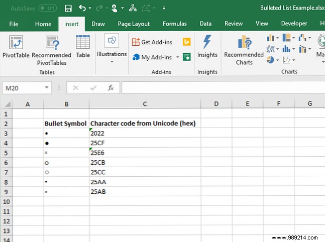 7 Proven Ways to Create Bulleted Lists in Excel