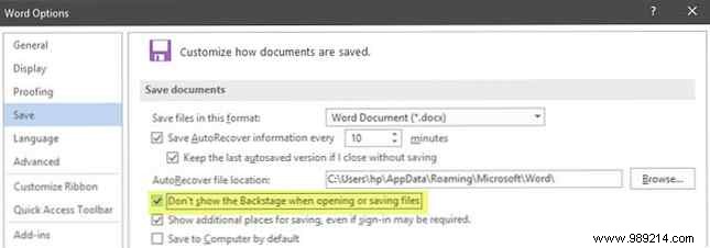 How to Skip Backstage View for Faster File Saving in Microsoft Office 2016
