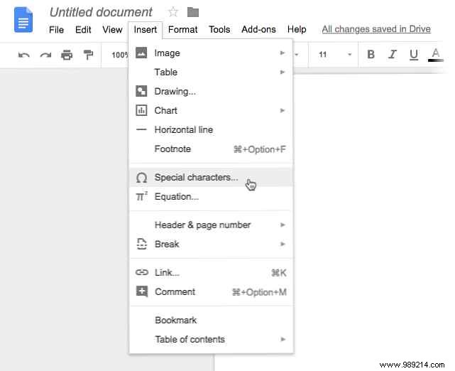 How to Insert Symbols and Special Characters in Google Sheets