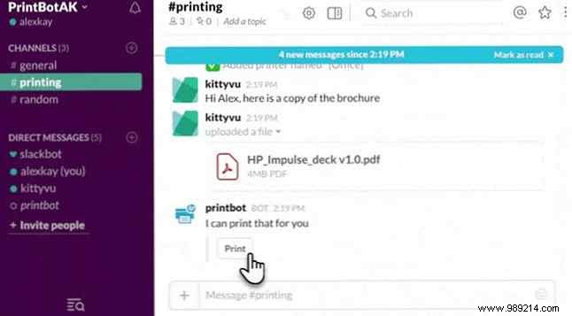How to Print Slack Documents with One Simple Command Using HP Print Bot