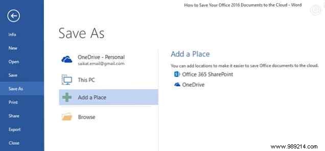 How to Save Office 2016 Documents to the Cloud: OneDrive, Dropbox, Google Drive, and More