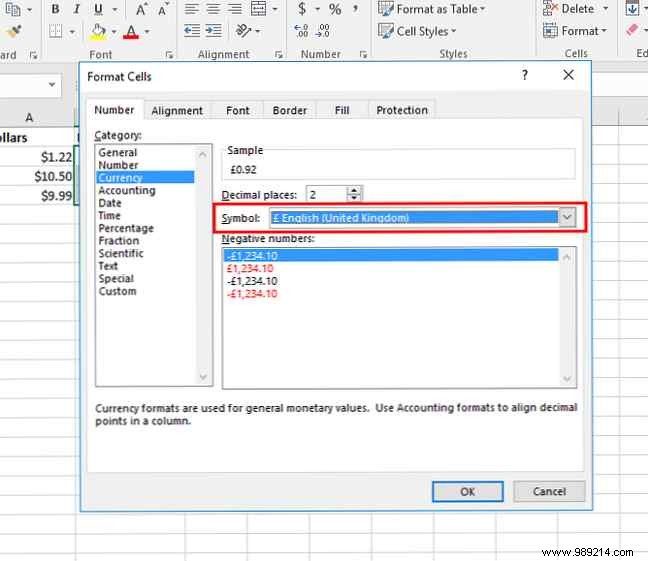 How to Apply Different Currency Symbols to Specific Cells in Excel