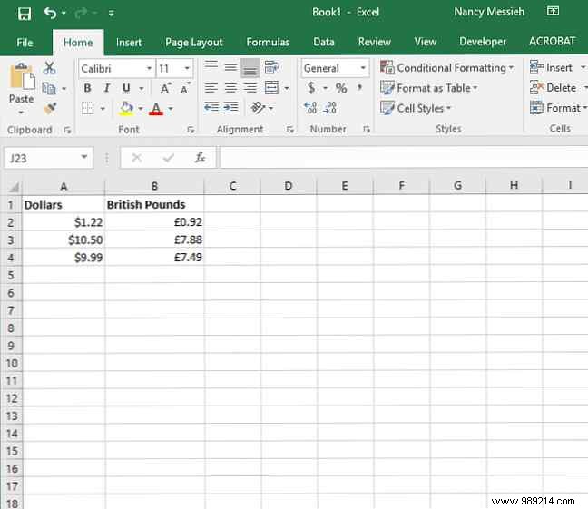 How to Apply Different Currency Symbols to Specific Cells in Excel