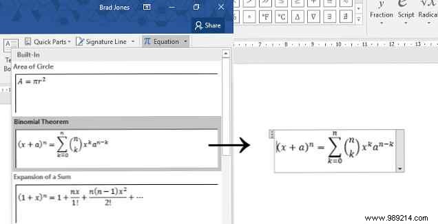 How to Insert and Create Mathematical Equations in Microsoft Office 2016
