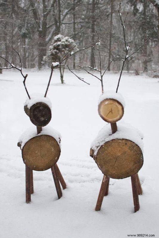 DIY Rustic Reindeer Lawn Ornaments: Step-by-Step Guide Using Logs and Branches by Emily Fazio