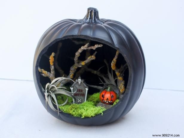 DIY Spooky Fairy Garden in a Pumpkin: Halloween Tutorial by Crafter Carla Wicking