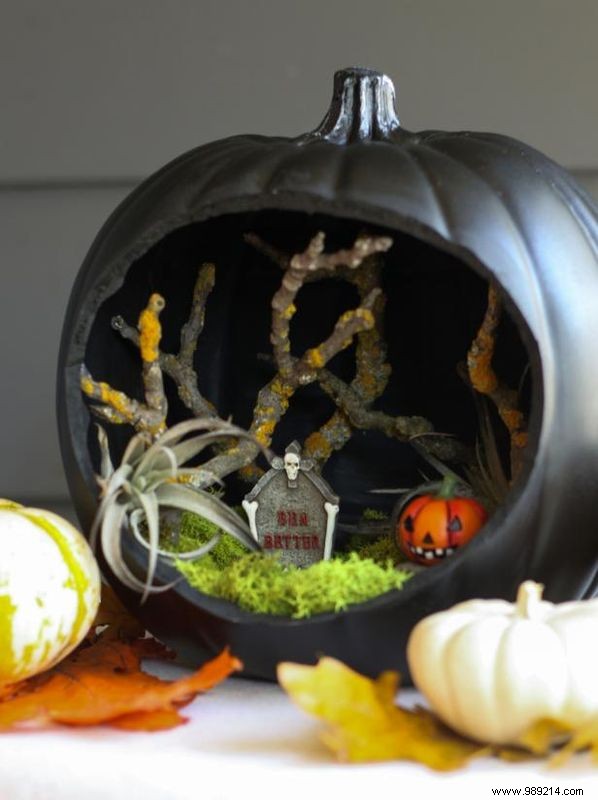 DIY Spooky Fairy Garden in a Pumpkin: Halloween Tutorial by Crafter Carla Wicking