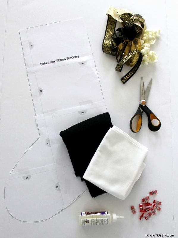 DIY Bohemian Ribbon Christmas Stocking: Step-by-Step Guide with Free Pattern