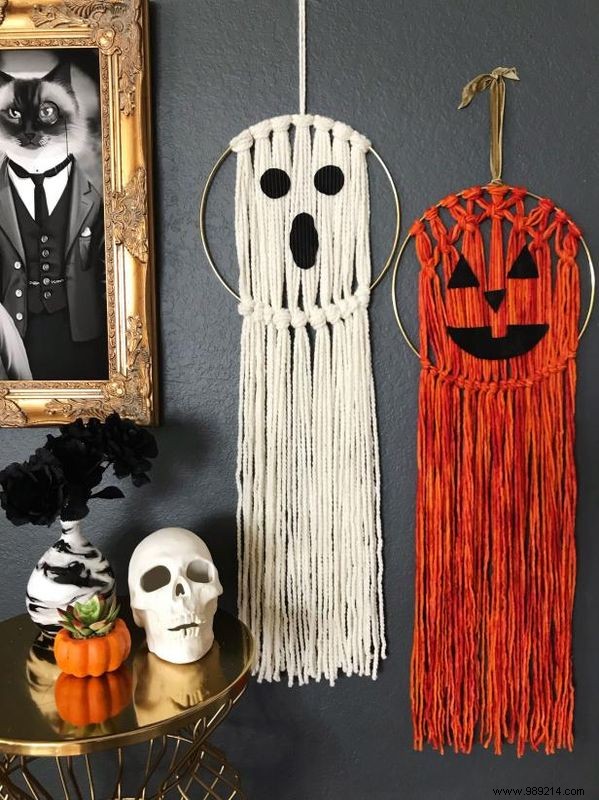 DIY Macramé Halloween Wall Hanging: Easy Spooky Ghost & Jack-o -Lantern Tutorial by Expert Vickie Howell