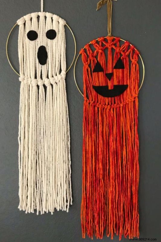 DIY Macramé Halloween Wall Hanging: Easy Spooky Ghost & Jack-o -Lantern Tutorial by Expert Vickie Howell