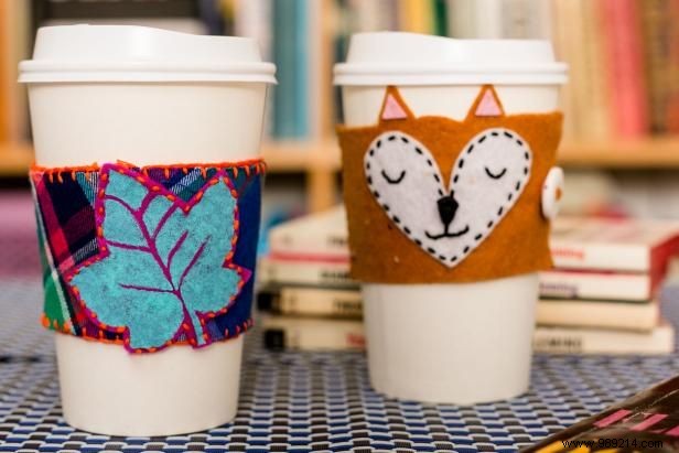 DIY Reusable Coffee Sleeve: Easy Tutorial with Felt and Flannel by Jennifer Perkins