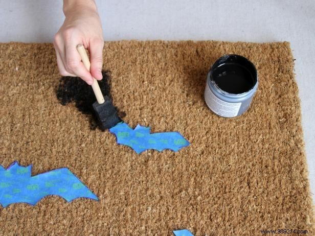 DIY Halloween Bat Stenciled Doormat: Easy Step-by-Step Guide by Brittni Mehlhoff