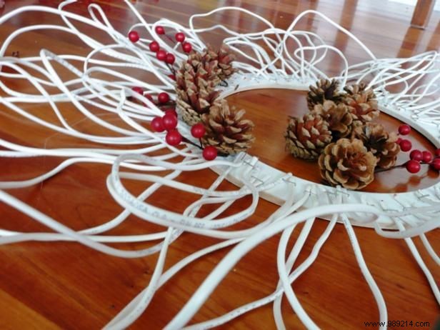 DIY Wire Wreath Tutorial: Reclaimed Electrical Cable, Berries, and Pinecones