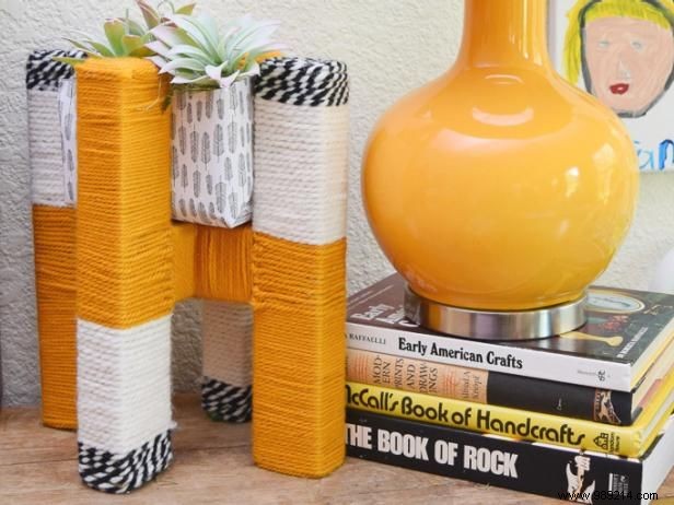 DIY H-Shaped Yarn-Wrapped Plant Stand: Clever Hack Using Affordable Craft Store Letters