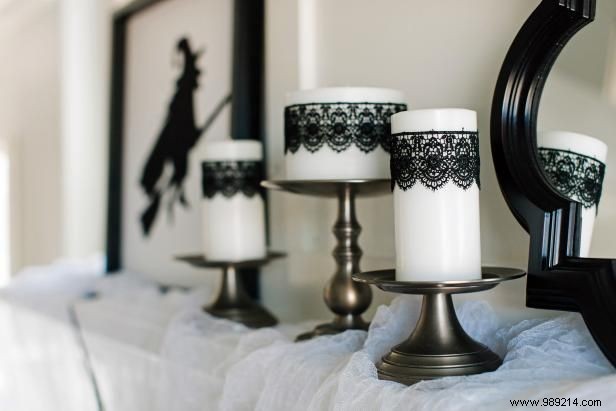 DIY Black Lace Halloween Candles: Easy Step-by-Step Tutorial