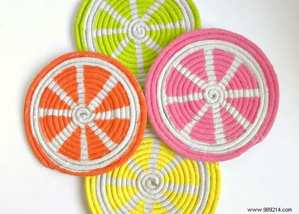 DIY Citrus Slice Coasters from Cotton Rope: Easy Tutorial by Jennifer Perkins