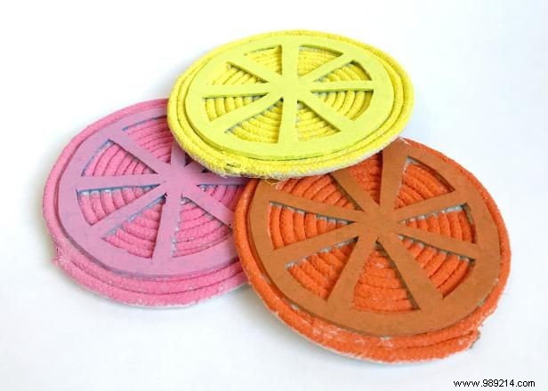 DIY Citrus Slice Coasters from Cotton Rope: Easy Tutorial by Jennifer Perkins