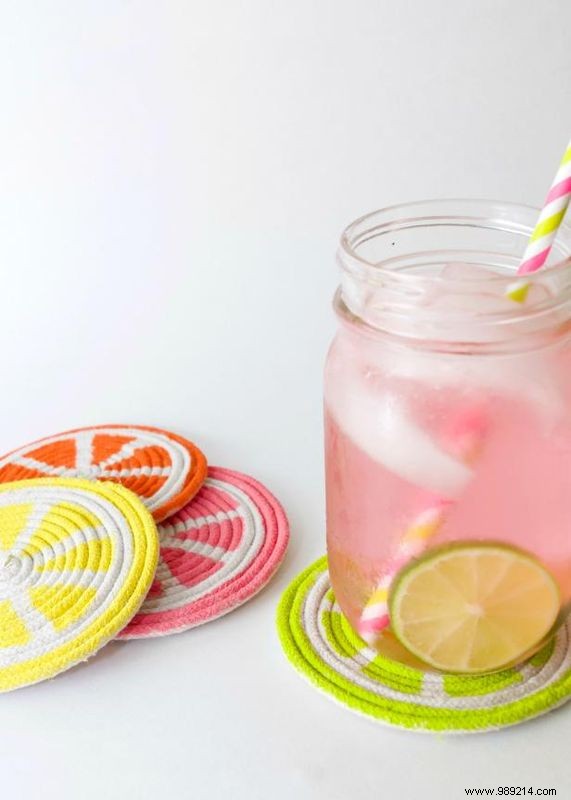 DIY Citrus Slice Coasters from Cotton Rope: Easy Tutorial by Jennifer Perkins