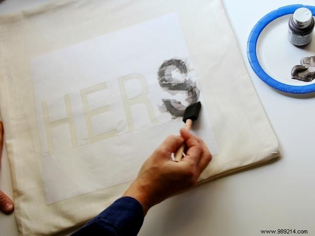 DIY His and Hers Throw Pillows: Easy No-Sew Stencil Tutorial