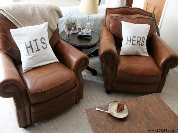 DIY His and Hers Throw Pillows: Easy No-Sew Stencil Tutorial