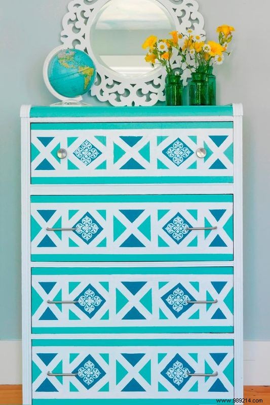 DIY Guide: Transform a Thrift Store Dresser with a Moroccan Geometric Pattern