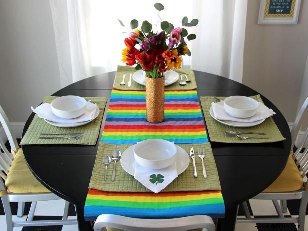 DIY Rainbow Table Runner for St. Patrick s Day: Easy Step-by-Step Painting Guide