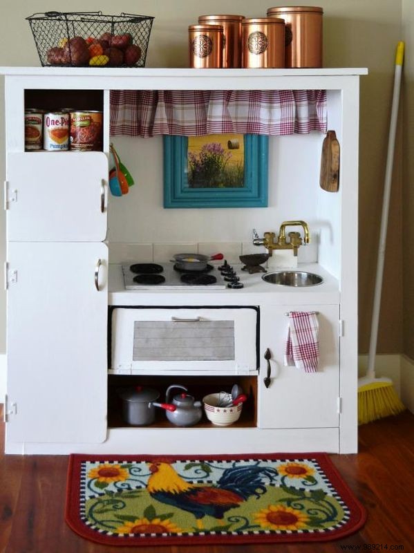 Transform an Old Entertainment Center into a Charming Kids  Play Kitchen: DIY Guide
