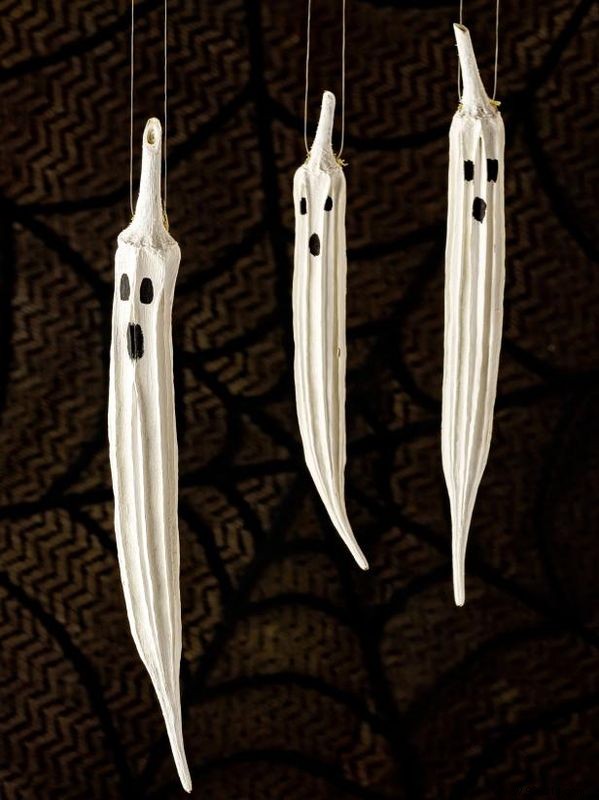 DIY Halloween Ghosts: Craft Spooky Decor from Dried Pumpkins and Okra Pods