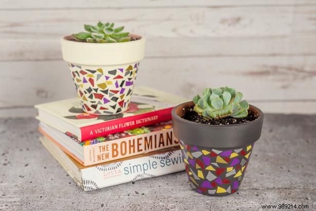 DIY Faux Terrazzo Planters: Quick Trendy Tutorial by Expert Crafter Debbie Wolfe